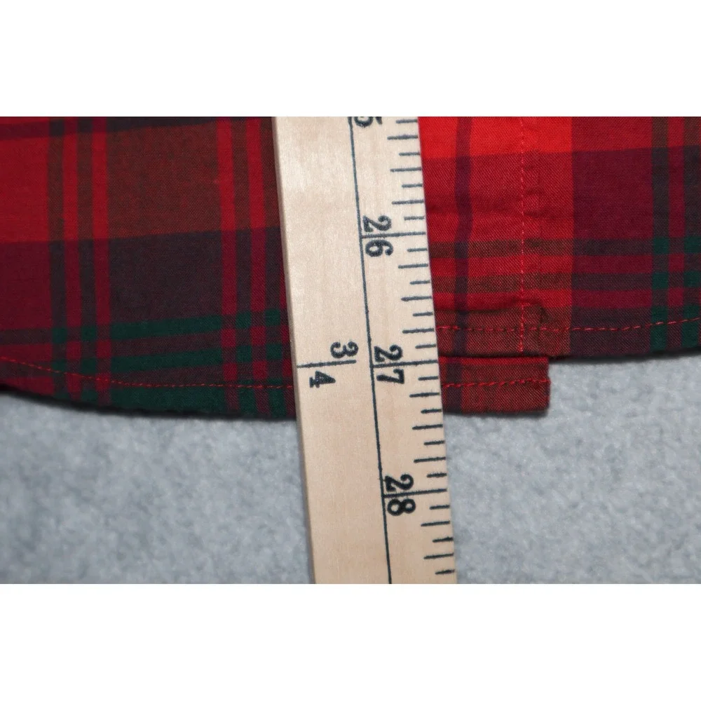 J.Crew Secret Wash Slim Men XS Extra Small Red Plaid Button Down Dress Shirt